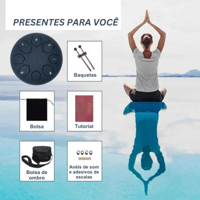 Tambor Relaxante de Paz  - HarmoniDrum / Com Baquetas + Brindes