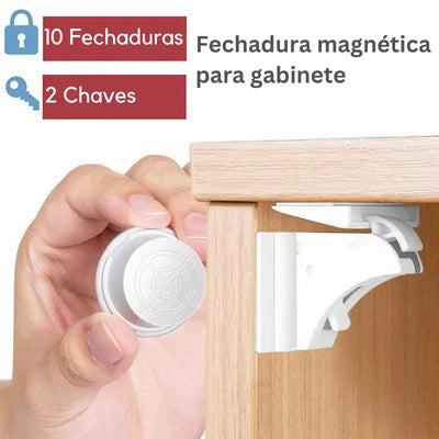 Trava Magnética de Segurança Infantil para Armários e Gavetas