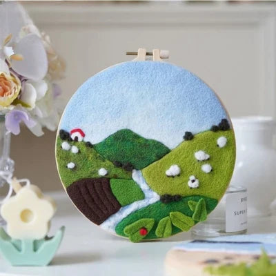 Kit de Bordado com Lã - DIY Paisagens e Artesanato