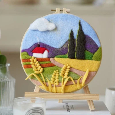 Kit de Bordado com Lã - DIY Paisagens e Artesanato
