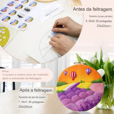 Kit de Bordado com Lã - DIY Paisagens e Artesanato